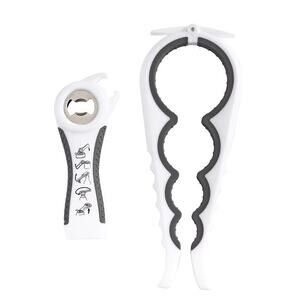 Bottle Jar Can 4 in 1 Multifunctional Opener Non-Slip Handle 2 Piece Set (White)